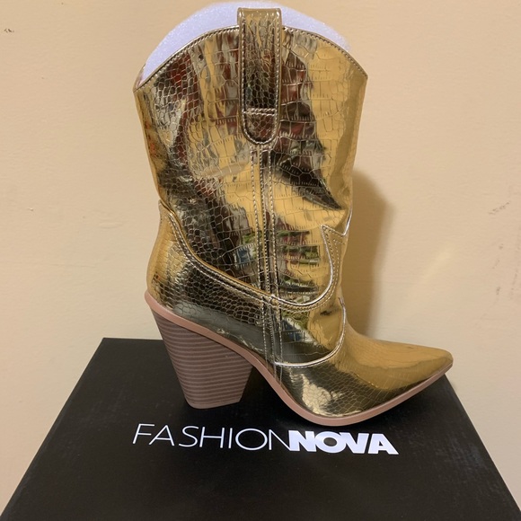 Fashion Nova Shoes - 🔥🔥 Gold Cowgirl Boots 🔥🔥